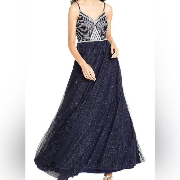 NWT TLC Say Yes To The Prom Navy Formal Dress Spaghetti Strap Rhinestone 20W - Picture 3 of 10